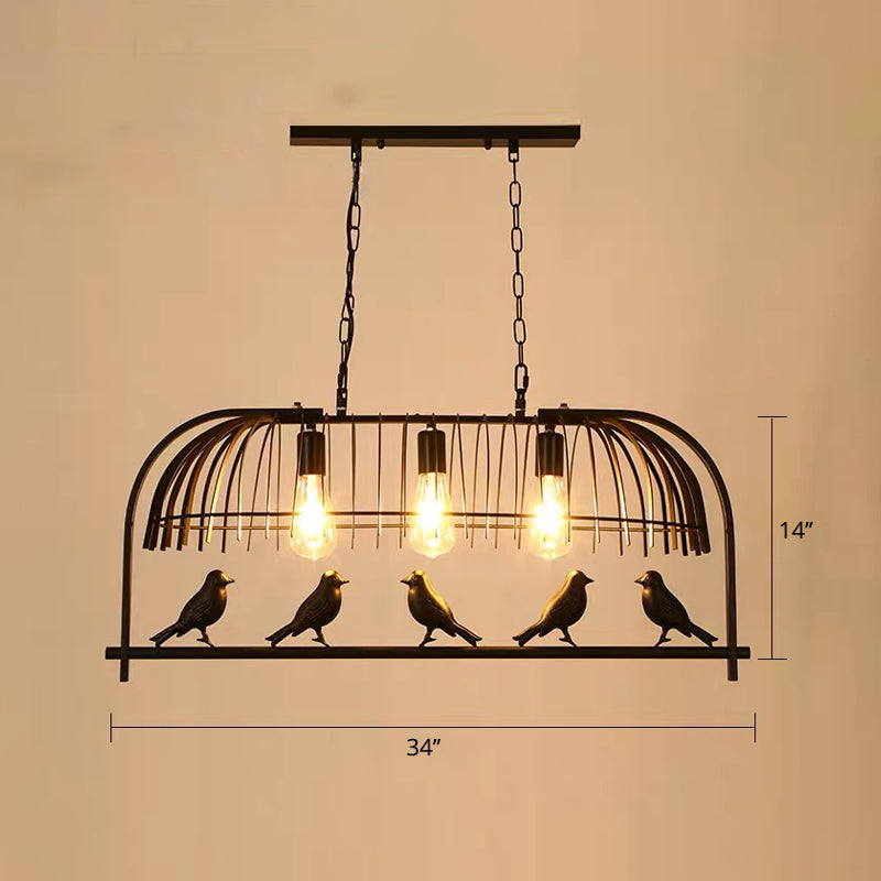 Bird Cage Kitchen Island Lighting Farmhouse Metal Black Finish Suspension Light Fixture Clearhalo 'Ceiling Lights' 'Island Lights' Lighting' 2460260