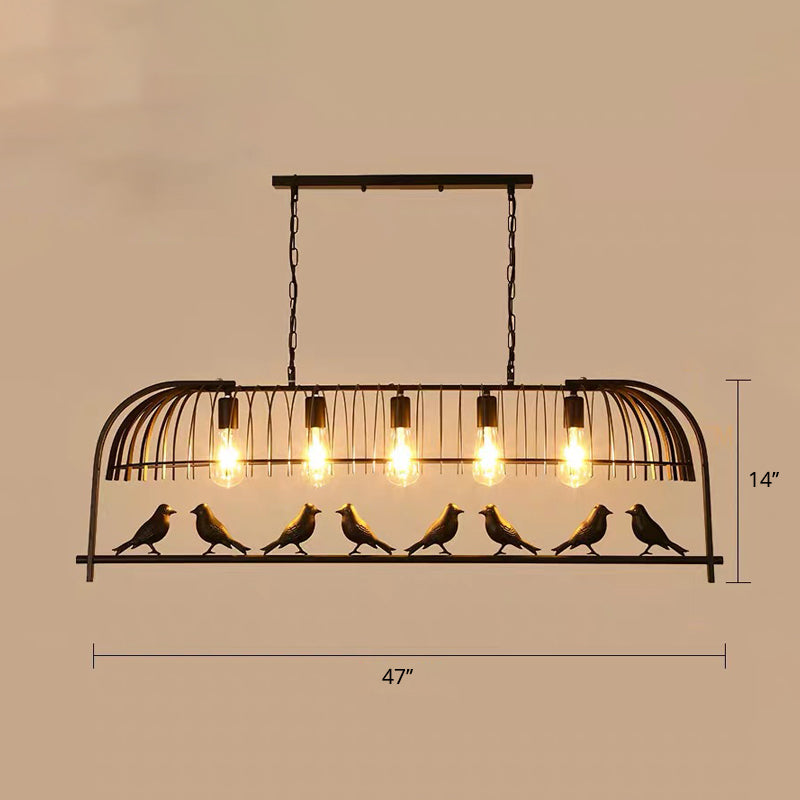 Bird Cage Kitchen Island Lighting Farmhouse Metal Black Finish Suspension Light Fixture Clearhalo 'Ceiling Lights' 'Island Lights' Lighting' 2460262