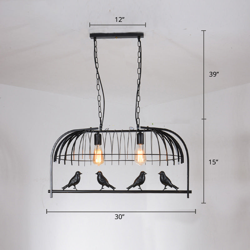 Bird Cage Kitchen Island Lighting Farmhouse Metal Black Finish Suspension Light Fixture Clearhalo 'Ceiling Lights' 'Island Lights' Lighting' 2460263