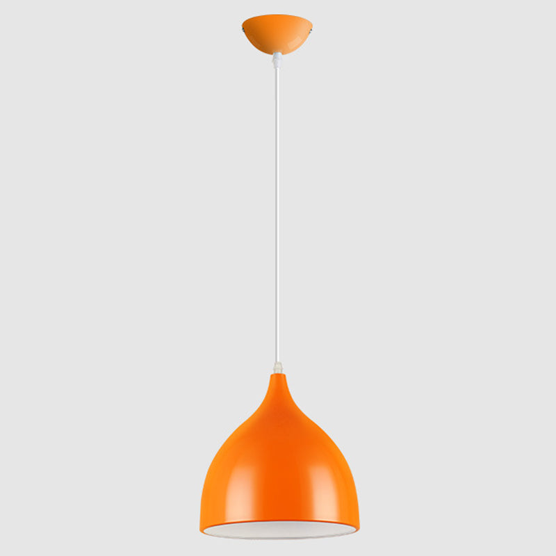 Droplet Restaurant Suspension Lamp Aluminum 1 Head Macaron Stylish Pendant Light Orange Clearhalo 'Ceiling Lights' 'Pendant Lights' 'Pendants' Lighting' 2460277