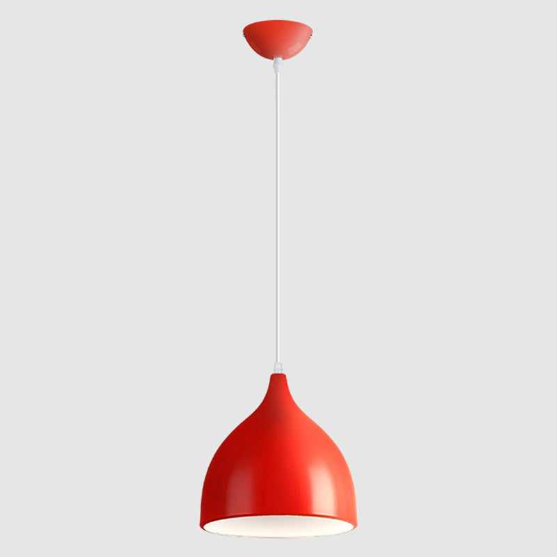 Droplet Restaurant Suspension Lamp Aluminum 1 Head Macaron Stylish Pendant Light Red Clearhalo 'Ceiling Lights' 'Pendant Lights' 'Pendants' Lighting' 2460280