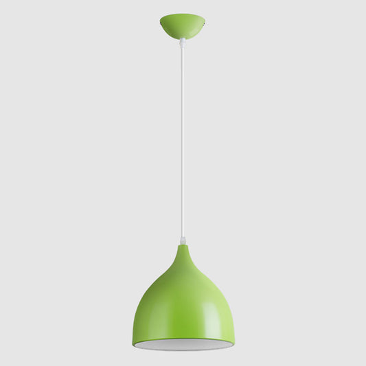 Droplet Restaurant Suspension Lamp Aluminum 1 Head Macaron Stylish Pendant Light Green Clearhalo 'Ceiling Lights' 'Pendant Lights' 'Pendants' Lighting' 2460282