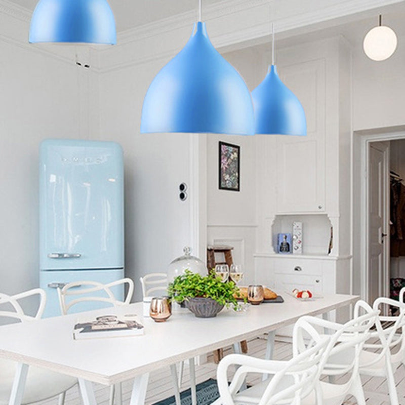 Droplet Restaurant Suspension Lamp Aluminum 1 Head Macaron Stylish Pendant Light Clearhalo 'Ceiling Lights' 'Pendant Lights' 'Pendants' Lighting' 2460285