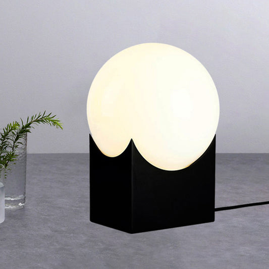 Modernist Style Globe Table Lamp Milk Glass 1 Light Living Room Table Lighting with Metal Base in Black/Gold Clearhalo 'Lamps' 'Table Lamps' Lighting' 246034