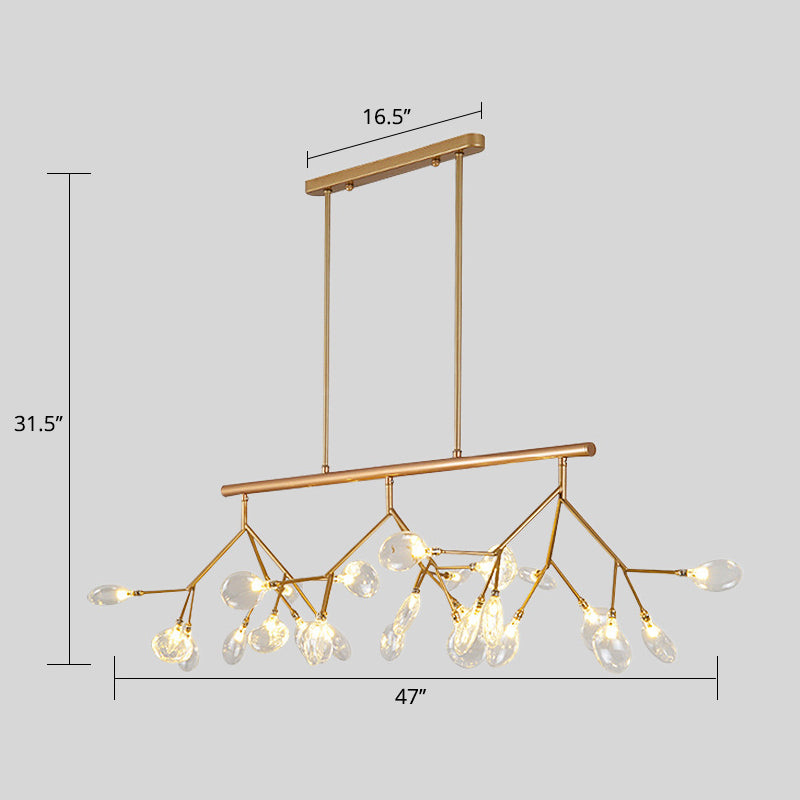 Tree Branch Glass Pendant Lamp Nordic 27-Light Island Ceiling Light for Dining Room Clearhalo 'Ceiling Lights' 'Island Lights' Lighting' 2460574