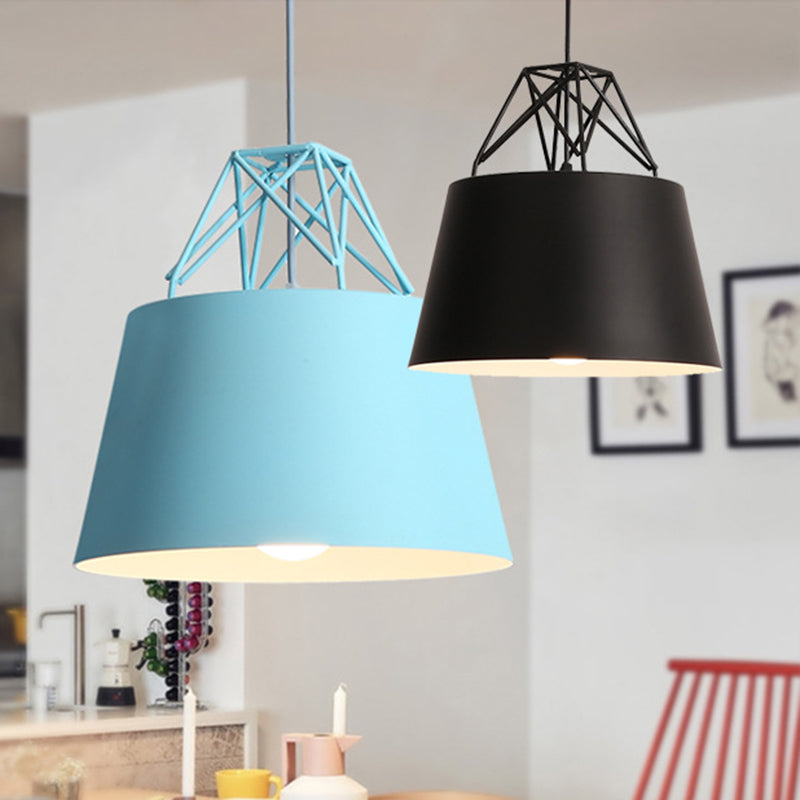 Macaron Tapered Pendant Lighting Fixture Metal Single-Bulb Cafe Ceiling Suspension Lamp Clearhalo 'Ceiling Lights' 'Pendant Lights' 'Pendants' Lighting' 2460583