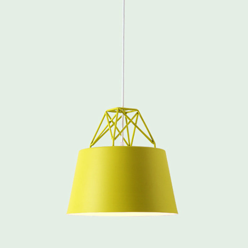 Macaron Tapered Pendant Lighting Fixture Metal Single-Bulb Cafe Ceiling Suspension Lamp Clearhalo 'Ceiling Lights' 'Pendant Lights' 'Pendants' Lighting' 2460587