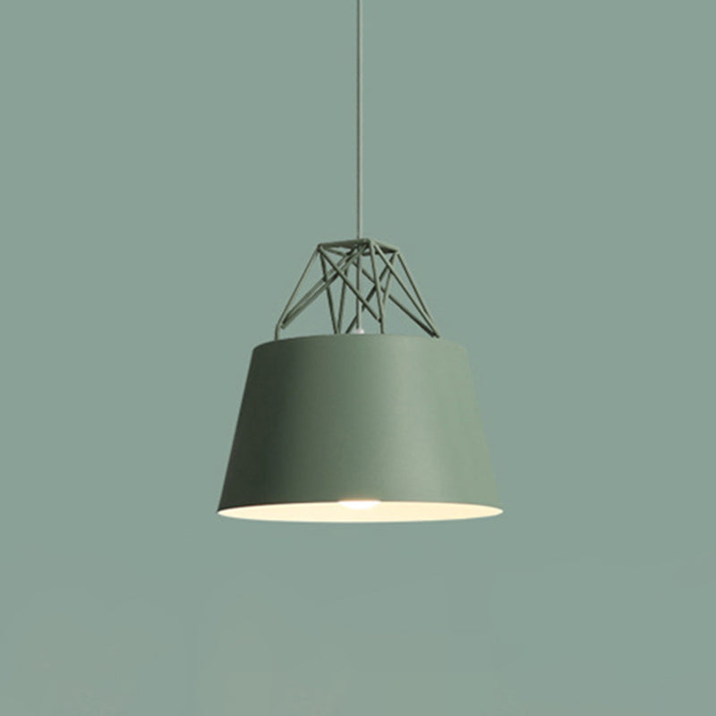 Macaron Tapered Pendant Lighting Fixture Metal Single-Bulb Cafe Ceiling Suspension Lamp Green Clearhalo 'Ceiling Lights' 'Pendant Lights' 'Pendants' Lighting' 2460591