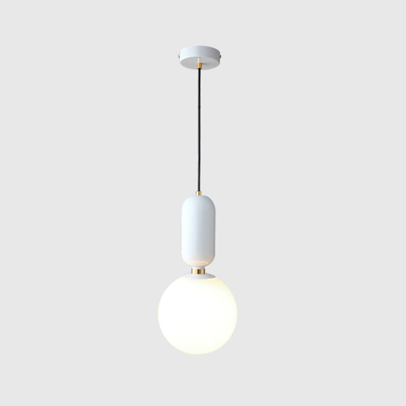 Milky Glass Ball Suspension Lamp Simplicity 1-Bulb Pendant Lighting Fixture for Living Room White 10" Clearhalo 'Ceiling Lights' 'Glass shade' 'Glass' 'Modern Pendants' 'Modern' 'Pendant Lights' 'Pendants' Lighting' 2460599