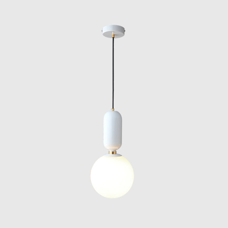 Milky Glass Ball Suspension Lamp Simplicity 1-Bulb Pendant Lighting Fixture for Living Room White 8" Clearhalo 'Ceiling Lights' 'Glass shade' 'Glass' 'Modern Pendants' 'Modern' 'Pendant Lights' 'Pendants' Lighting' 2460601
