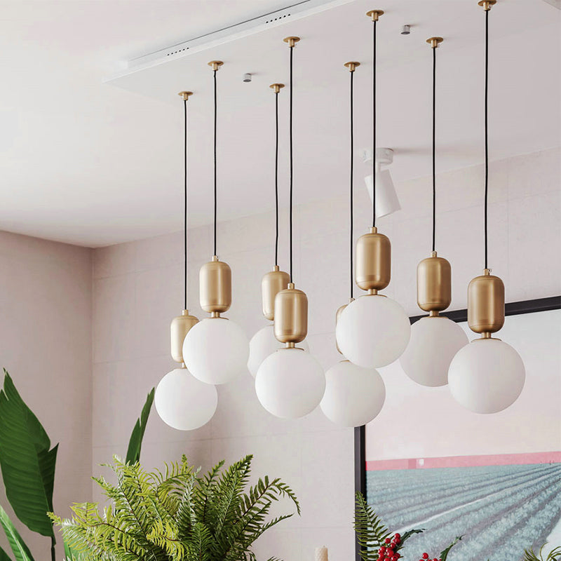 Milky Glass Ball Suspension Lamp Simplicity 1-Bulb Pendant Lighting Fixture for Living Room Clearhalo 'Ceiling Lights' 'Glass shade' 'Glass' 'Modern Pendants' 'Modern' 'Pendant Lights' 'Pendants' Lighting' 2460602