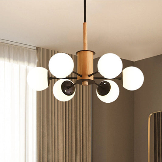 Black/White Globe Chandelier Light Modernist 6/8 Lights Opal Glass Hanging Ceiling Light Clearhalo 'Ceiling Lights' 'Chandeliers' 'Glass shade' 'Glass' 'Modern Chandeliers' 'Modern' Lighting' 246060