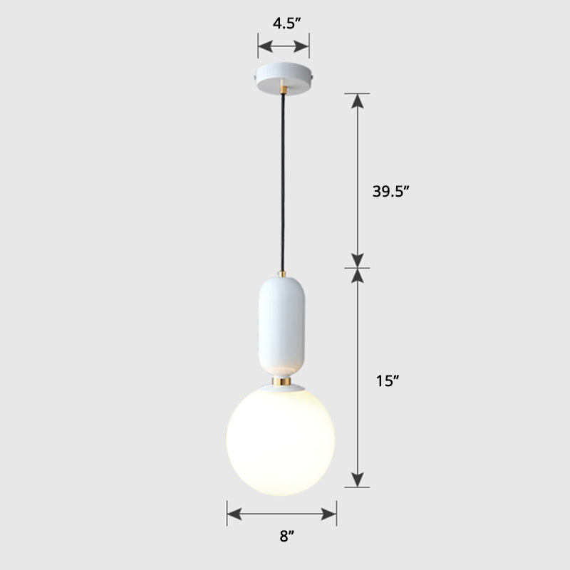Milky Glass Ball Suspension Lamp Simplicity 1-Bulb Pendant Lighting Fixture for Living Room Clearhalo 'Ceiling Lights' 'Glass shade' 'Glass' 'Modern Pendants' 'Modern' 'Pendant Lights' 'Pendants' Lighting' 2460610