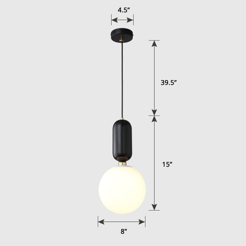 Milky Glass Ball Suspension Lamp Simplicity 1-Bulb Pendant Lighting Fixture for Living Room Clearhalo 'Ceiling Lights' 'Glass shade' 'Glass' 'Modern Pendants' 'Modern' 'Pendant Lights' 'Pendants' Lighting' 2460614