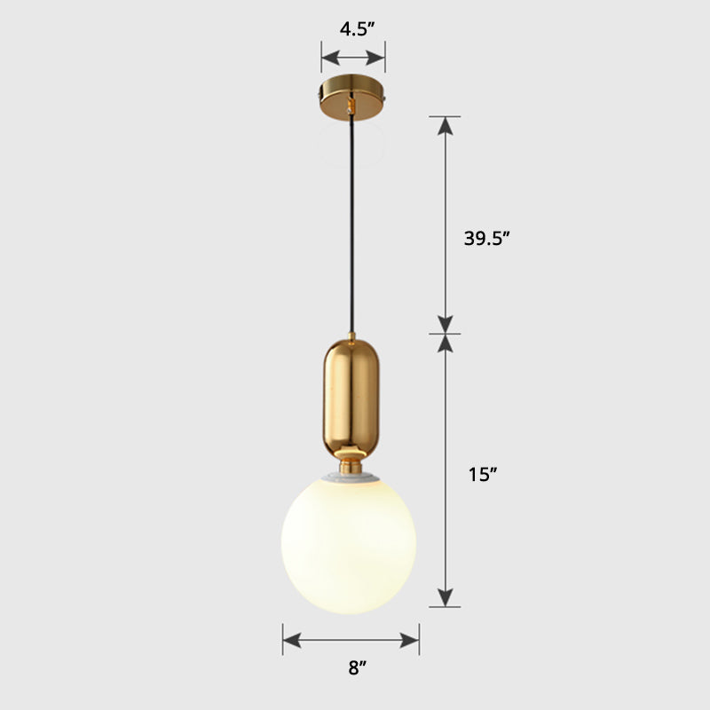 Milky Glass Ball Suspension Lamp Simplicity 1-Bulb Pendant Lighting Fixture for Living Room Clearhalo 'Ceiling Lights' 'Glass shade' 'Glass' 'Modern Pendants' 'Modern' 'Pendant Lights' 'Pendants' Lighting' 2460615
