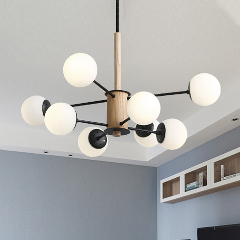 Black/White Globe Chandelier Light Modernist 6/8 Lights Opal Glass Hanging Ceiling Light Clearhalo 'Ceiling Lights' 'Chandeliers' 'Glass shade' 'Glass' 'Modern Chandeliers' 'Modern' Lighting' 246064