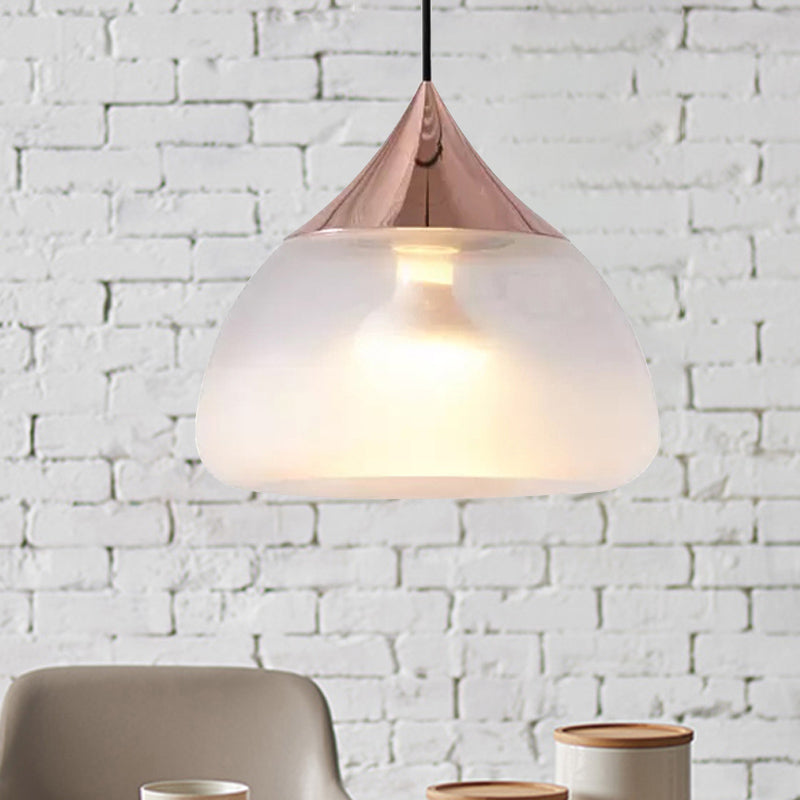 Stout Pendant Lighting Modern Glass 1 Light Chrome/Gold/Rose Gold Hanging Pendant Light Rose Gold Clearhalo 'Ceiling Lights' 'Glass shade' 'Glass' 'Modern Pendants' 'Modern' 'Pendant Lights' 'Pendants' Lighting' 246071