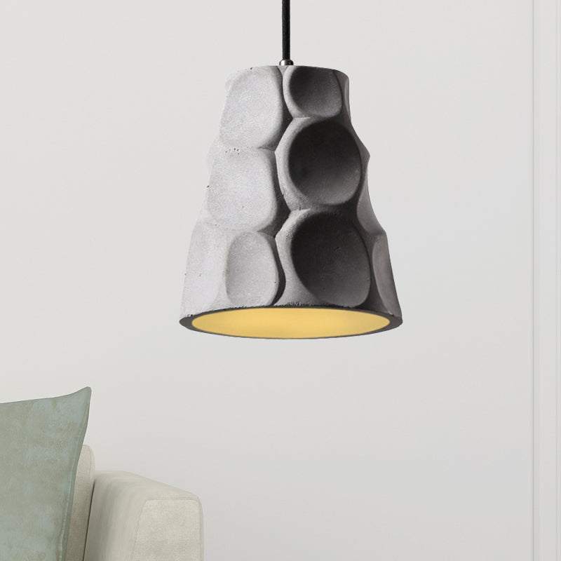 1 Light Pendant Lighting with Cone Concrete Shade in Nordic Style Grey Hanging Ceiling Light Grey Clearhalo 'Ceiling Lights' 'Modern Pendants' 'Modern' 'Pendant Lights' 'Pendants' Lighting' 246075