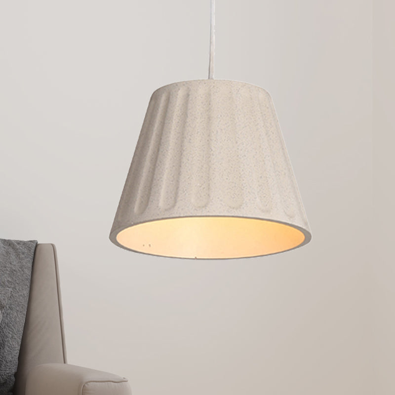 Cone Shaped Shade Suspension Light Modern Cement 1 Light White Hanging Ceiling Light for Living Room Clearhalo 'Ceiling Lights' 'Modern Pendants' 'Modern' 'Pendant Lights' 'Pendants' Lighting' 246077