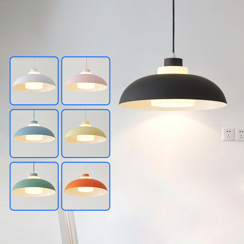 Aluminum Bowl Ceiling Hang Light Macaron Single-Bulb Pendant Lamp with Acrylic Shade Insert Clearhalo 'Ceiling Lights' 'Modern Pendants' 'Modern' 'Pendant Lights' 'Pendants' Lighting' 2460835