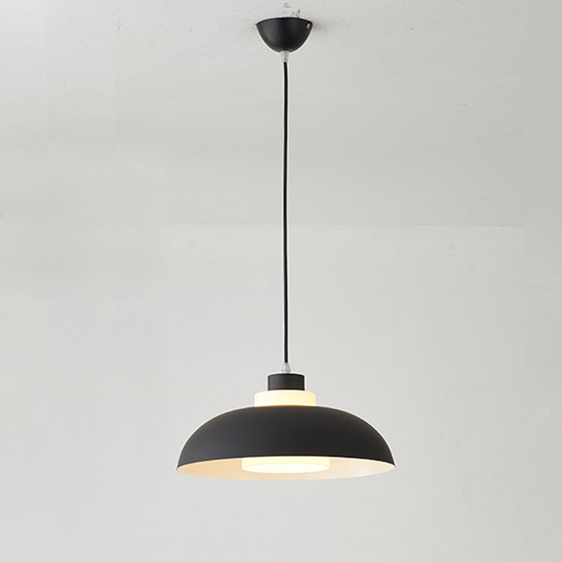 Aluminum Bowl Ceiling Hang Light Macaron Single-Bulb Pendant Lamp with Acrylic Shade Insert Black 17.5" Clearhalo 'Ceiling Lights' 'Modern Pendants' 'Modern' 'Pendant Lights' 'Pendants' Lighting' 2460836