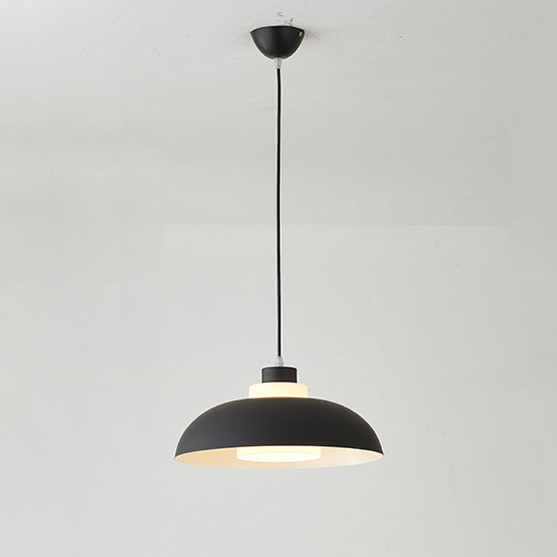 Aluminum Bowl Ceiling Hang Light Macaron Single-Bulb Pendant Lamp with Acrylic Shade Insert 15.5" Clearhalo 'Ceiling Lights' 'Modern Pendants' 'Modern' 'Pendant Lights' 'Pendants' Lighting' 2460838