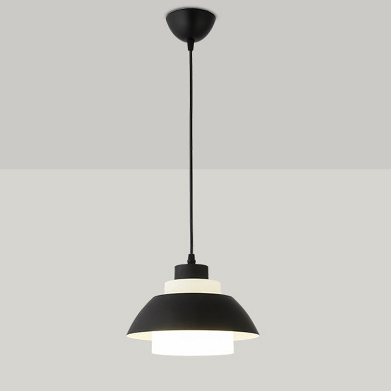 Aluminum Bowl Ceiling Hang Light Macaron Single-Bulb Pendant Lamp with Acrylic Shade Insert Black 9" Clearhalo 'Ceiling Lights' 'Modern Pendants' 'Modern' 'Pendant Lights' 'Pendants' Lighting' 2460841