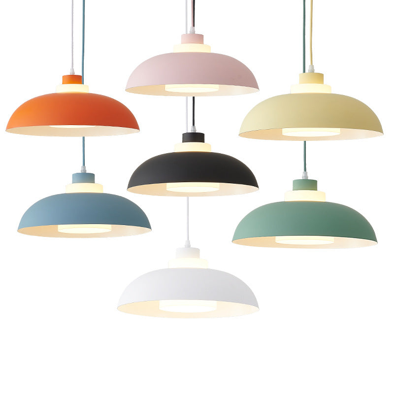 Aluminum Bowl Ceiling Hang Light Macaron Single-Bulb Pendant Lamp with Acrylic Shade Insert Clearhalo 'Ceiling Lights' 'Modern Pendants' 'Modern' 'Pendant Lights' 'Pendants' Lighting' 2460842