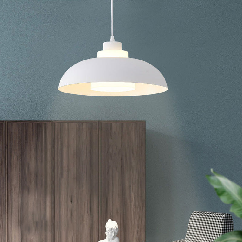 Aluminum Bowl Ceiling Hang Light Macaron Single-Bulb Pendant Lamp with Acrylic Shade Insert Clearhalo 'Ceiling Lights' 'Modern Pendants' 'Modern' 'Pendant Lights' 'Pendants' Lighting' 2460844
