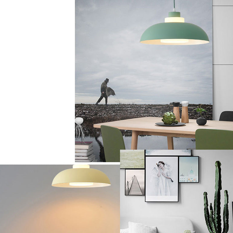 Aluminum Bowl Ceiling Hang Light Macaron Single-Bulb Pendant Lamp with Acrylic Shade Insert Clearhalo 'Ceiling Lights' 'Modern Pendants' 'Modern' 'Pendant Lights' 'Pendants' Lighting' 2460863