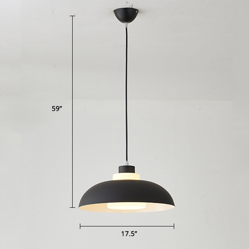 Aluminum Bowl Ceiling Hang Light Macaron Single-Bulb Pendant Lamp with Acrylic Shade Insert Clearhalo 'Ceiling Lights' 'Modern Pendants' 'Modern' 'Pendant Lights' 'Pendants' Lighting' 2460865