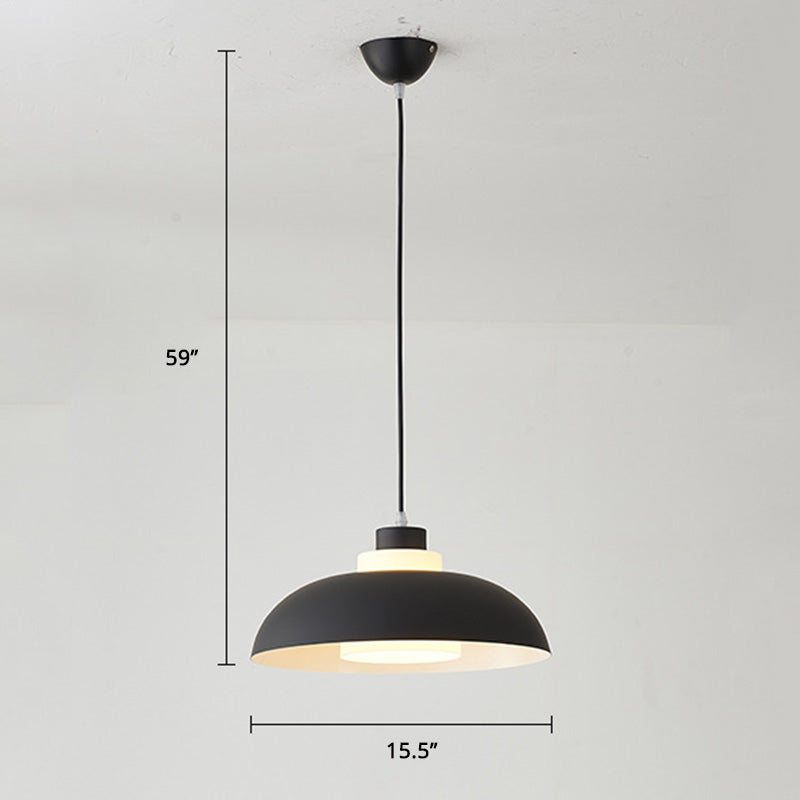 Aluminum Bowl Ceiling Hang Light Macaron Single-Bulb Pendant Lamp with Acrylic Shade Insert Clearhalo 'Ceiling Lights' 'Modern Pendants' 'Modern' 'Pendant Lights' 'Pendants' Lighting' 2460866