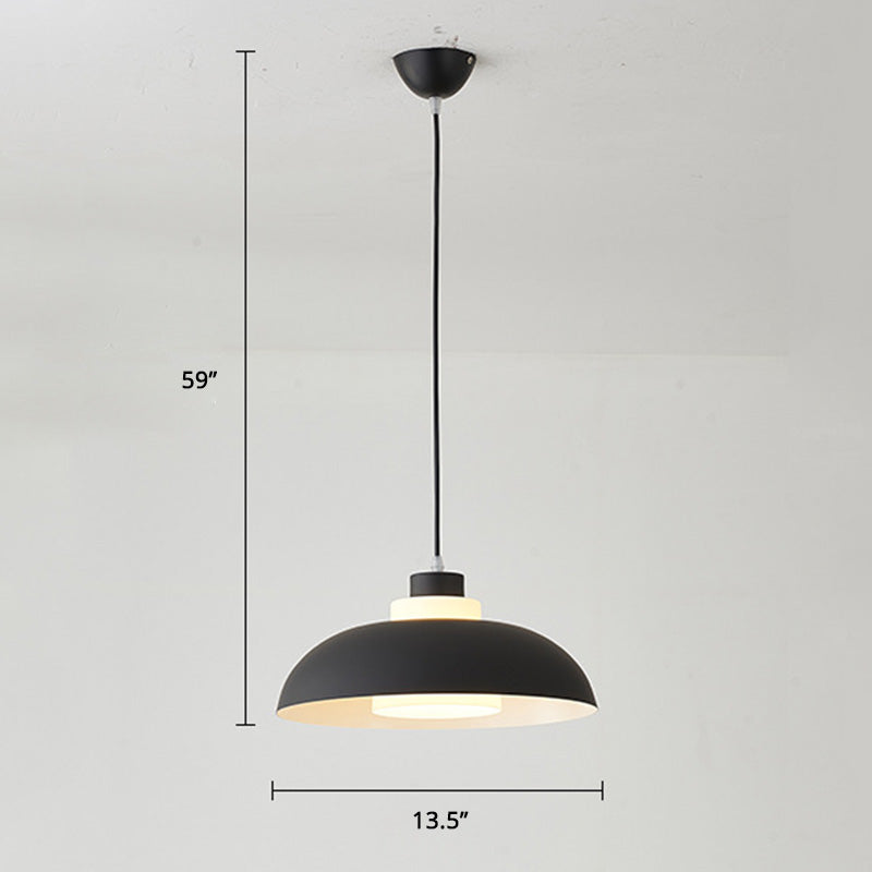 Aluminum Bowl Ceiling Hang Light Macaron Single-Bulb Pendant Lamp with Acrylic Shade Insert Clearhalo 'Ceiling Lights' 'Modern Pendants' 'Modern' 'Pendant Lights' 'Pendants' Lighting' 2460869