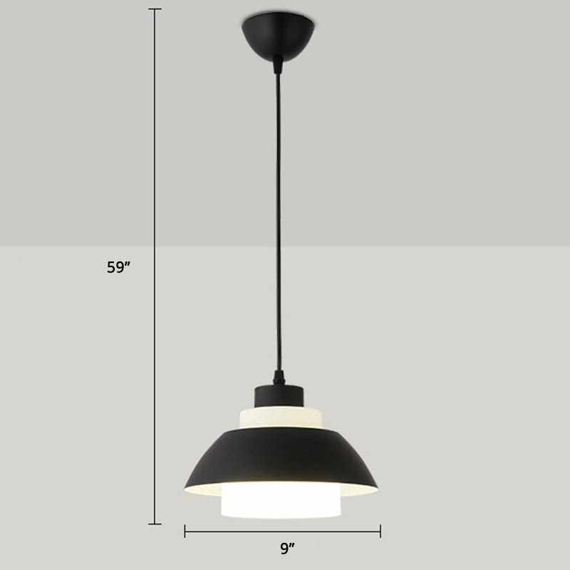 Aluminum Bowl Ceiling Hang Light Macaron Single-Bulb Pendant Lamp with Acrylic Shade Insert Clearhalo 'Ceiling Lights' 'Modern Pendants' 'Modern' 'Pendant Lights' 'Pendants' Lighting' 2460871