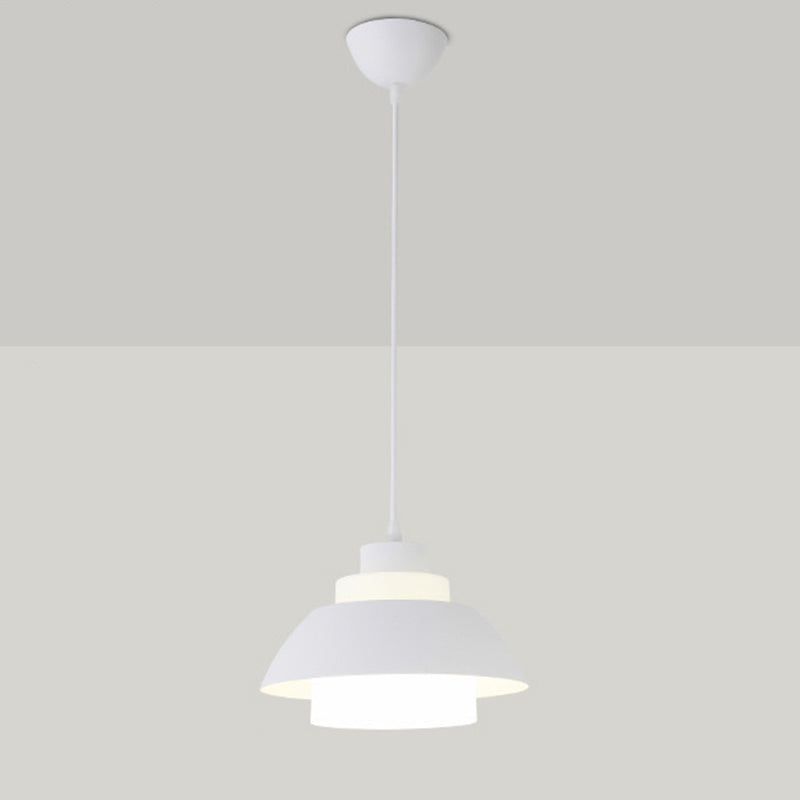 Aluminum Bowl Ceiling Hang Light Macaron Single-Bulb Pendant Lamp with Acrylic Shade Insert White 9" Clearhalo 'Ceiling Lights' 'Modern Pendants' 'Modern' 'Pendant Lights' 'Pendants' Lighting' 2460872