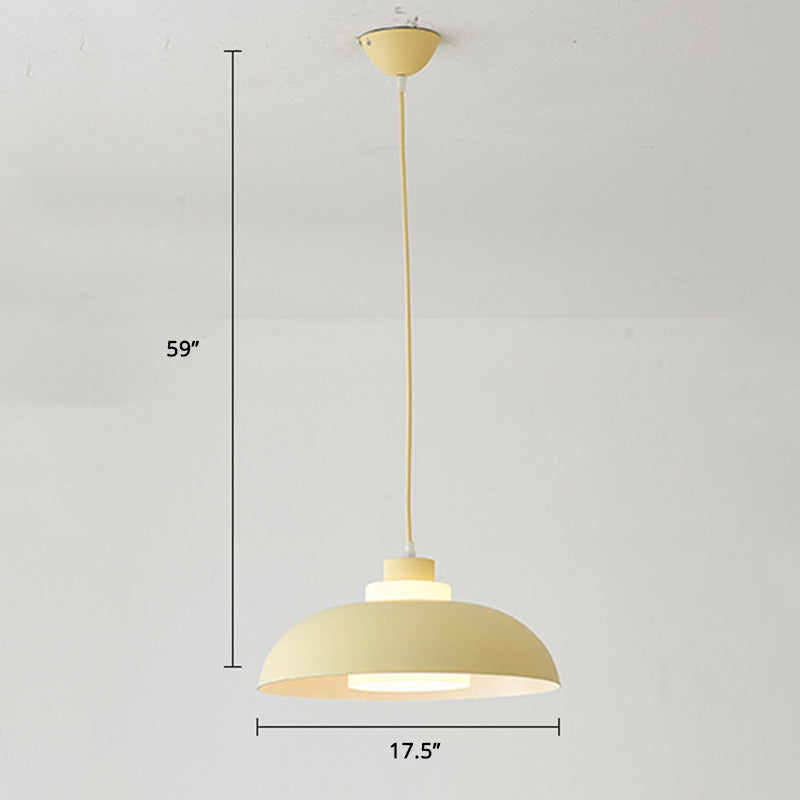 Aluminum Bowl Ceiling Hang Light Macaron Single-Bulb Pendant Lamp with Acrylic Shade Insert Clearhalo 'Ceiling Lights' 'Modern Pendants' 'Modern' 'Pendant Lights' 'Pendants' Lighting' 2460873