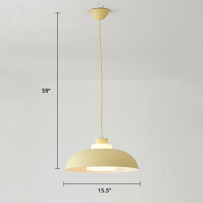 Aluminum Bowl Ceiling Hang Light Macaron Single-Bulb Pendant Lamp with Acrylic Shade Insert Clearhalo 'Ceiling Lights' 'Modern Pendants' 'Modern' 'Pendant Lights' 'Pendants' Lighting' 2460875