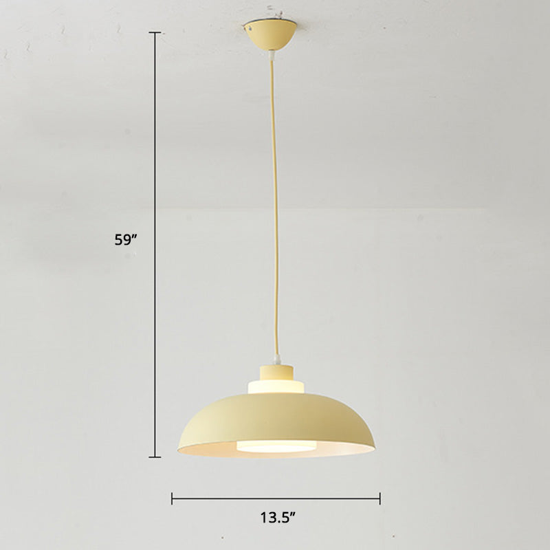 Aluminum Bowl Ceiling Hang Light Macaron Single-Bulb Pendant Lamp with Acrylic Shade Insert Clearhalo 'Ceiling Lights' 'Modern Pendants' 'Modern' 'Pendant Lights' 'Pendants' Lighting' 2460877