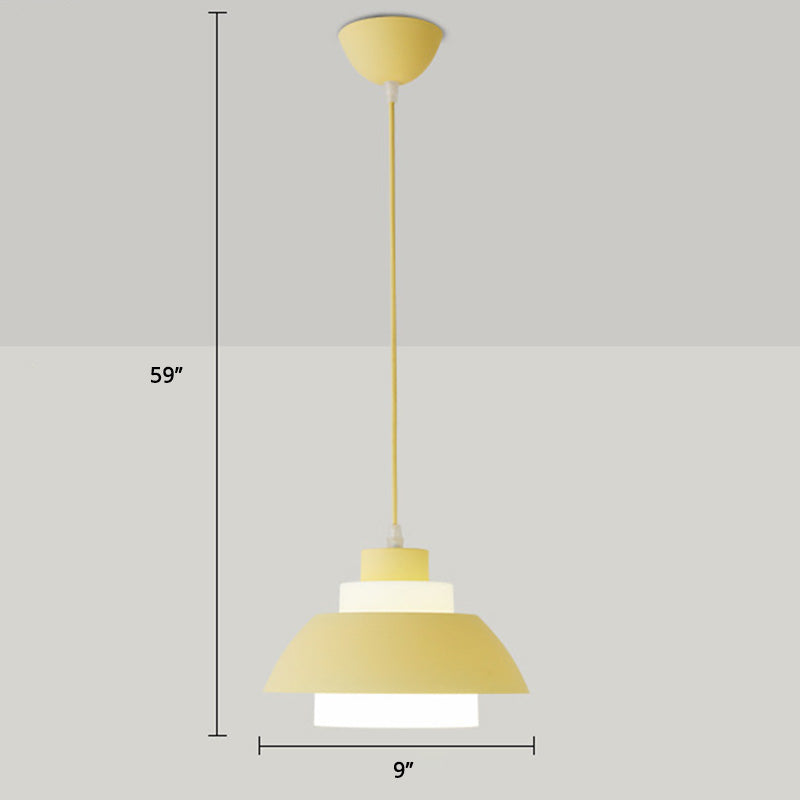 Aluminum Bowl Ceiling Hang Light Macaron Single-Bulb Pendant Lamp with Acrylic Shade Insert Clearhalo 'Ceiling Lights' 'Modern Pendants' 'Modern' 'Pendant Lights' 'Pendants' Lighting' 2460879