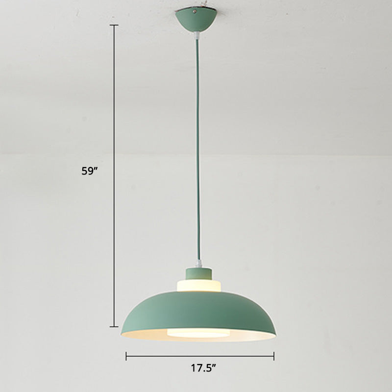 Aluminum Bowl Ceiling Hang Light Macaron Single-Bulb Pendant Lamp with Acrylic Shade Insert Clearhalo 'Ceiling Lights' 'Modern Pendants' 'Modern' 'Pendant Lights' 'Pendants' Lighting' 2460881