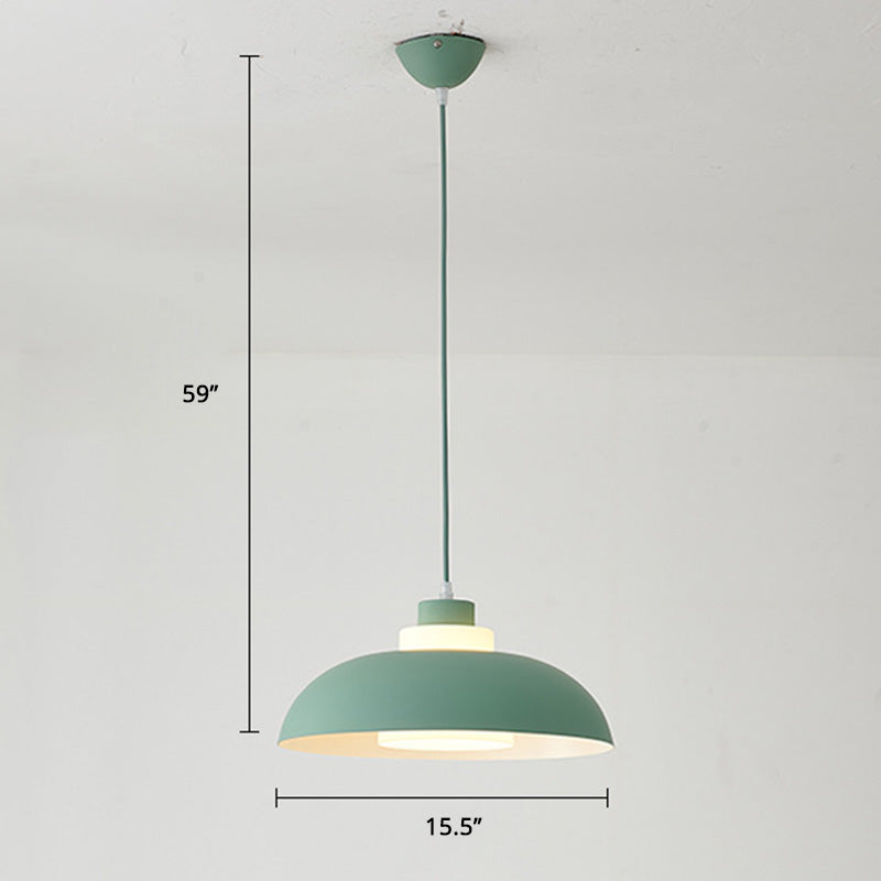 Aluminum Bowl Ceiling Hang Light Macaron Single-Bulb Pendant Lamp with Acrylic Shade Insert Clearhalo 'Ceiling Lights' 'Modern Pendants' 'Modern' 'Pendant Lights' 'Pendants' Lighting' 2460882