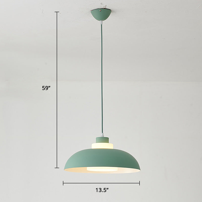 Aluminum Bowl Ceiling Hang Light Macaron Single-Bulb Pendant Lamp with Acrylic Shade Insert Clearhalo 'Ceiling Lights' 'Modern Pendants' 'Modern' 'Pendant Lights' 'Pendants' Lighting' 2460883