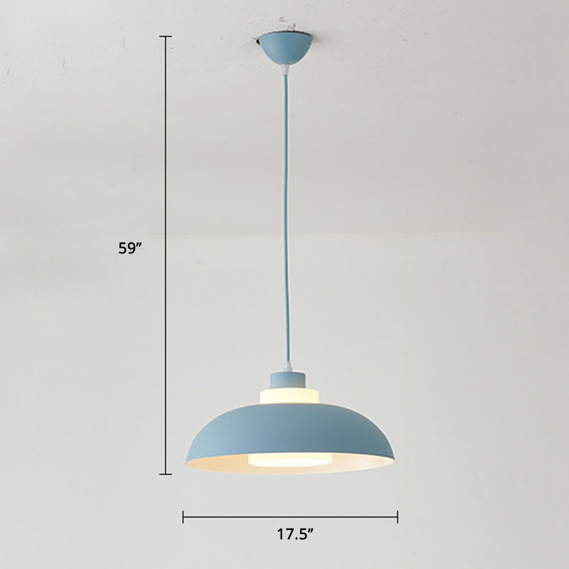 Aluminum Bowl Ceiling Hang Light Macaron Single-Bulb Pendant Lamp with Acrylic Shade Insert Clearhalo 'Ceiling Lights' 'Modern Pendants' 'Modern' 'Pendant Lights' 'Pendants' Lighting' 2460885