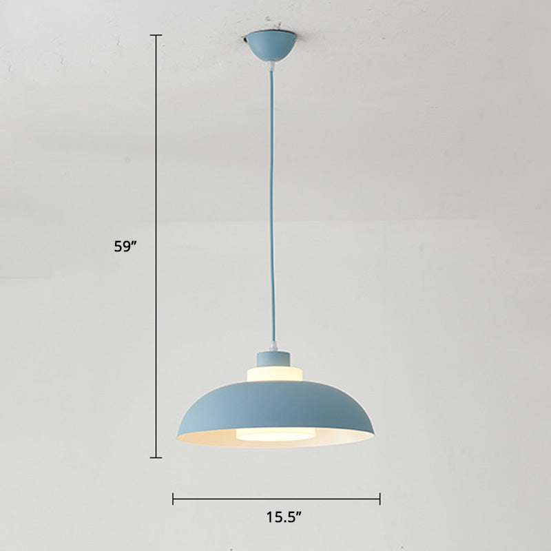 Aluminum Bowl Ceiling Hang Light Macaron Single-Bulb Pendant Lamp with Acrylic Shade Insert Clearhalo 'Ceiling Lights' 'Modern Pendants' 'Modern' 'Pendant Lights' 'Pendants' Lighting' 2460886