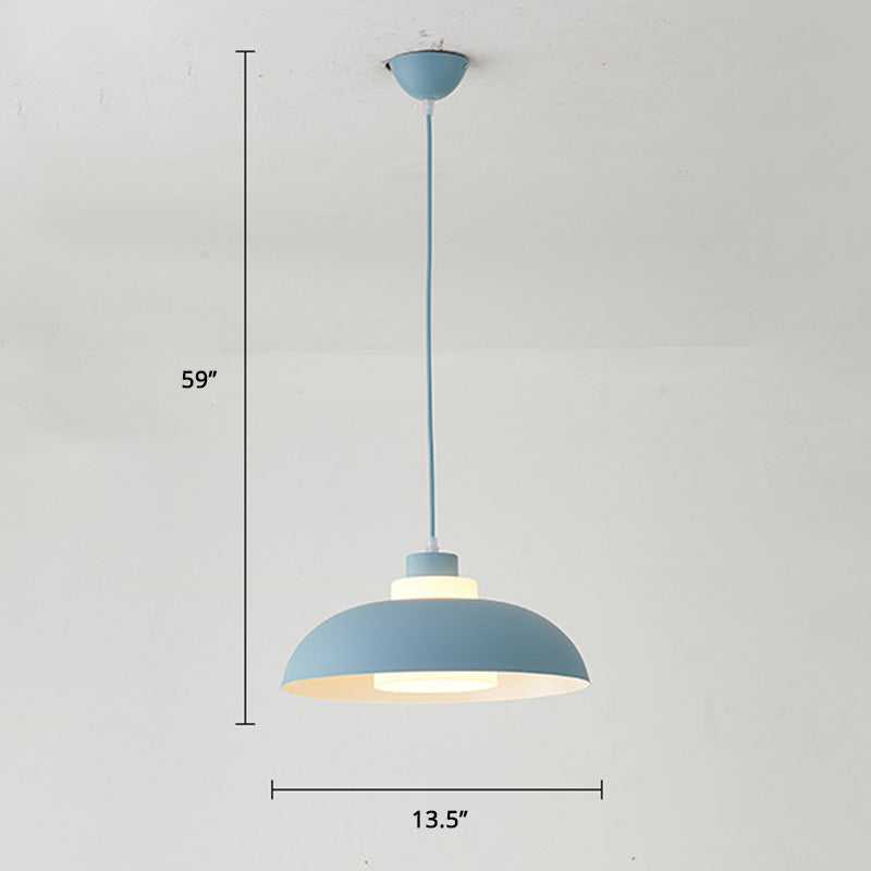 Aluminum Bowl Ceiling Hang Light Macaron Single-Bulb Pendant Lamp with Acrylic Shade Insert Clearhalo 'Ceiling Lights' 'Modern Pendants' 'Modern' 'Pendant Lights' 'Pendants' Lighting' 2460887