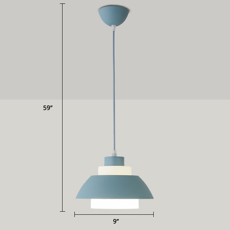 Aluminum Bowl Ceiling Hang Light Macaron Single-Bulb Pendant Lamp with Acrylic Shade Insert Clearhalo 'Ceiling Lights' 'Modern Pendants' 'Modern' 'Pendant Lights' 'Pendants' Lighting' 2460888