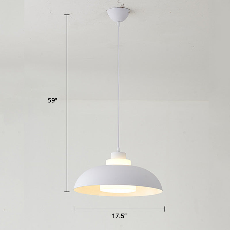 Aluminum Bowl Ceiling Hang Light Macaron Single-Bulb Pendant Lamp with Acrylic Shade Insert Clearhalo 'Ceiling Lights' 'Modern Pendants' 'Modern' 'Pendant Lights' 'Pendants' Lighting' 2460889