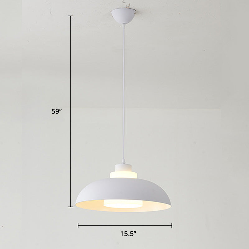 Aluminum Bowl Ceiling Hang Light Macaron Single-Bulb Pendant Lamp with Acrylic Shade Insert Clearhalo 'Ceiling Lights' 'Modern Pendants' 'Modern' 'Pendant Lights' 'Pendants' Lighting' 2460890