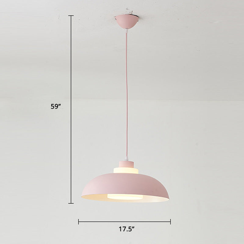 Aluminum Bowl Ceiling Hang Light Macaron Single-Bulb Pendant Lamp with Acrylic Shade Insert Clearhalo 'Ceiling Lights' 'Modern Pendants' 'Modern' 'Pendant Lights' 'Pendants' Lighting' 2460893