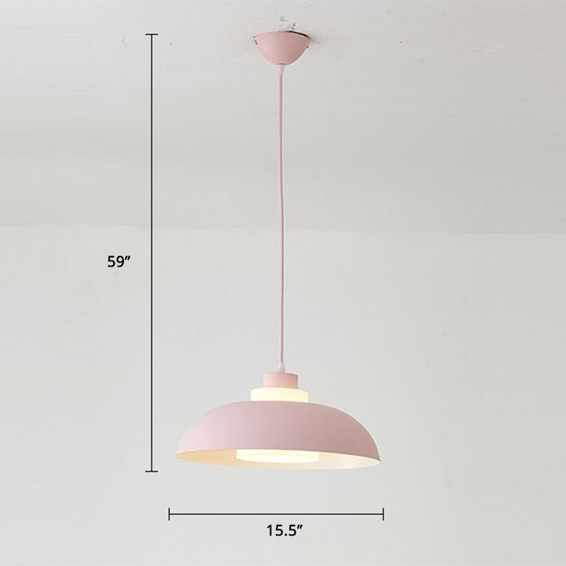 Aluminum Bowl Ceiling Hang Light Macaron Single-Bulb Pendant Lamp with Acrylic Shade Insert Clearhalo 'Ceiling Lights' 'Modern Pendants' 'Modern' 'Pendant Lights' 'Pendants' Lighting' 2460894